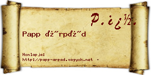 Papp Árpád névjegykártya