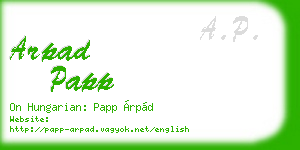 arpad papp business card