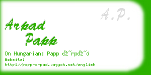 arpad papp business card